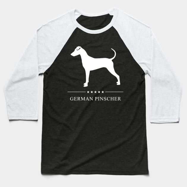 German Pinscher Dog White Silhouette Baseball T-Shirt by millersye